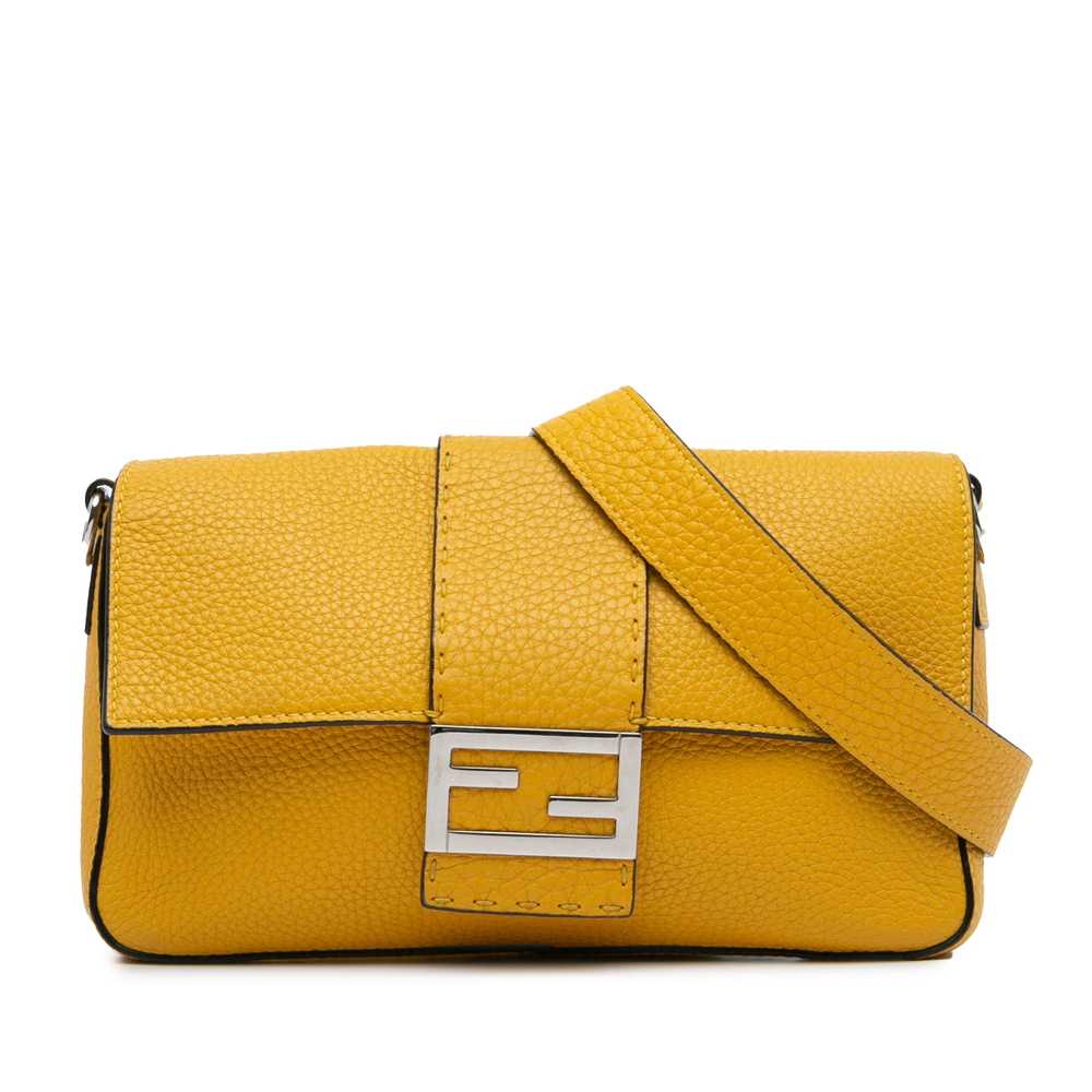 Yellow Fendi Selleria Calfskin Convertible Baguet… - image 1