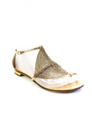 Lola Cruz Womens Crystal Mesh Ankle T Strap Sandal