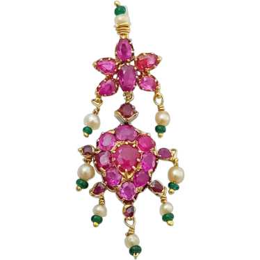 Vintage Indian 22 karat Gold , Ruby ,Emerald and … - image 1