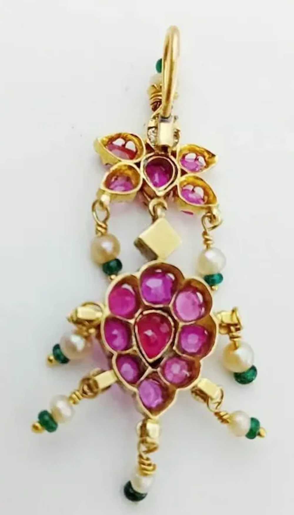 Vintage Indian 22 karat Gold , Ruby ,Emerald and … - image 3