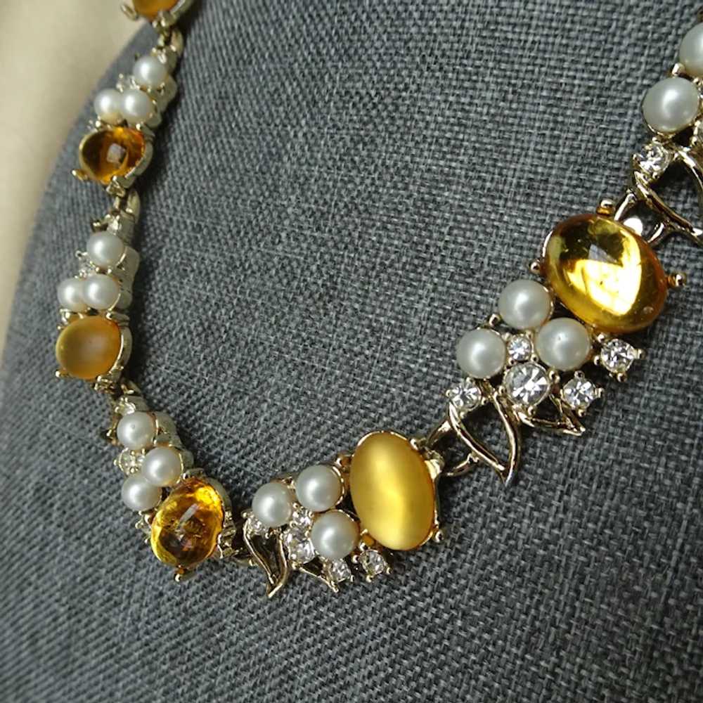 1950s BEAUTIFUL Necklace Signed Karu, Faux Pearls… - image 3