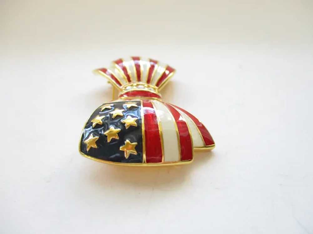 Vintage Joan Rivers Patriotic Ribbon Bow Brooch R… - image 5