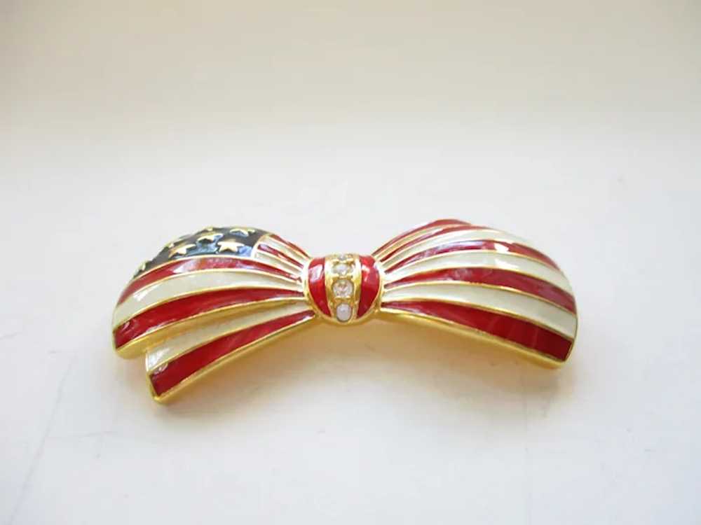 Vintage Joan Rivers Patriotic Ribbon Bow Brooch R… - image 6