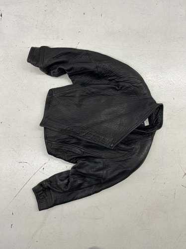 Designer Vintage Black Leather Bomber Jacket