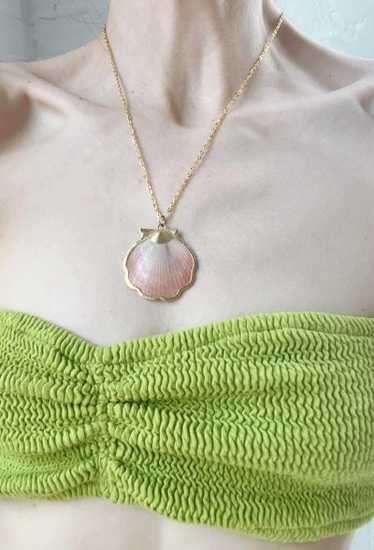 gold plated trimmed seashell necklace - image 1