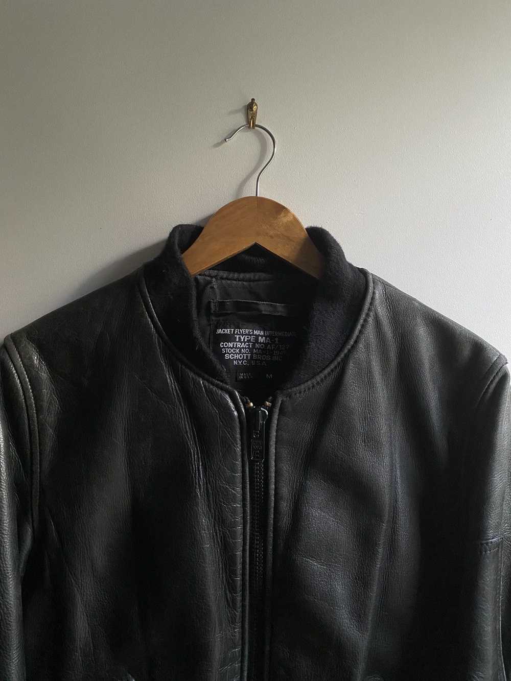 Schott Vintage Schott MA-1 Leather Bomber Jacket - image 3