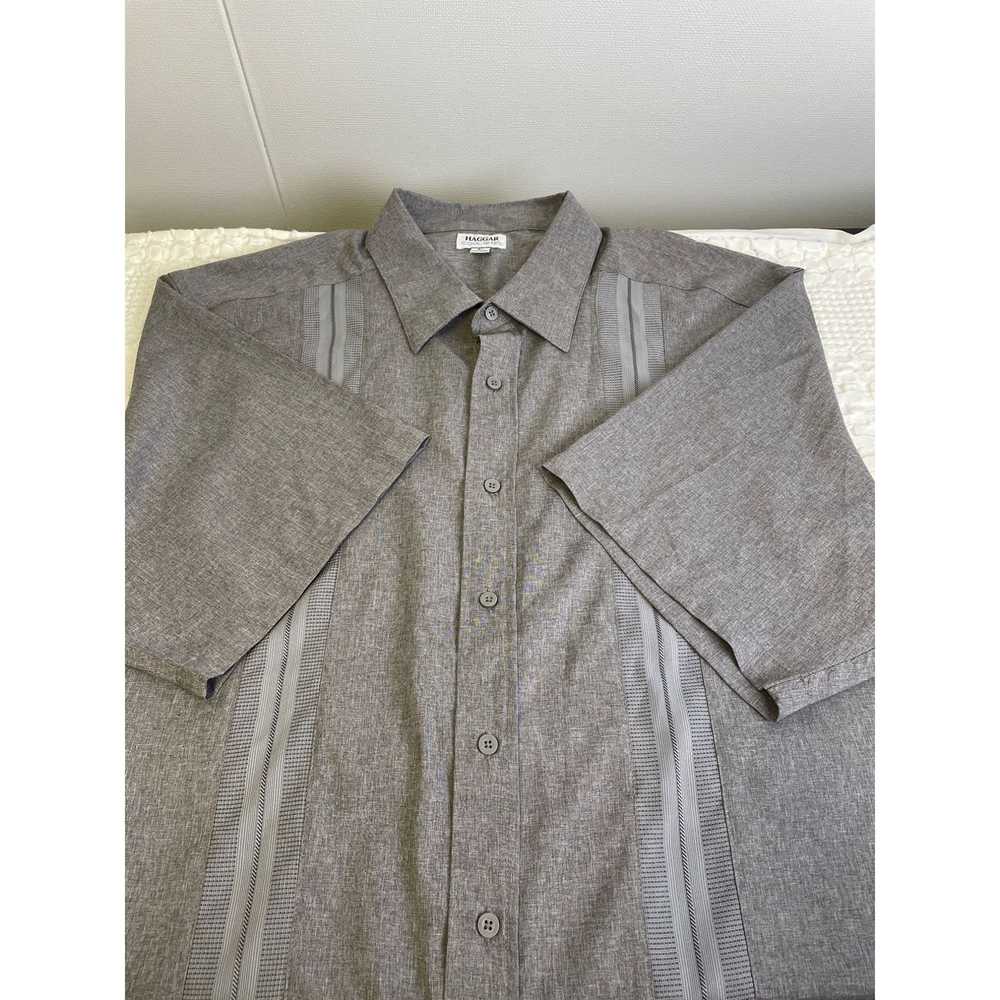 Haggar Haggar Men's Gray Short Sleeve Button up S… - image 5