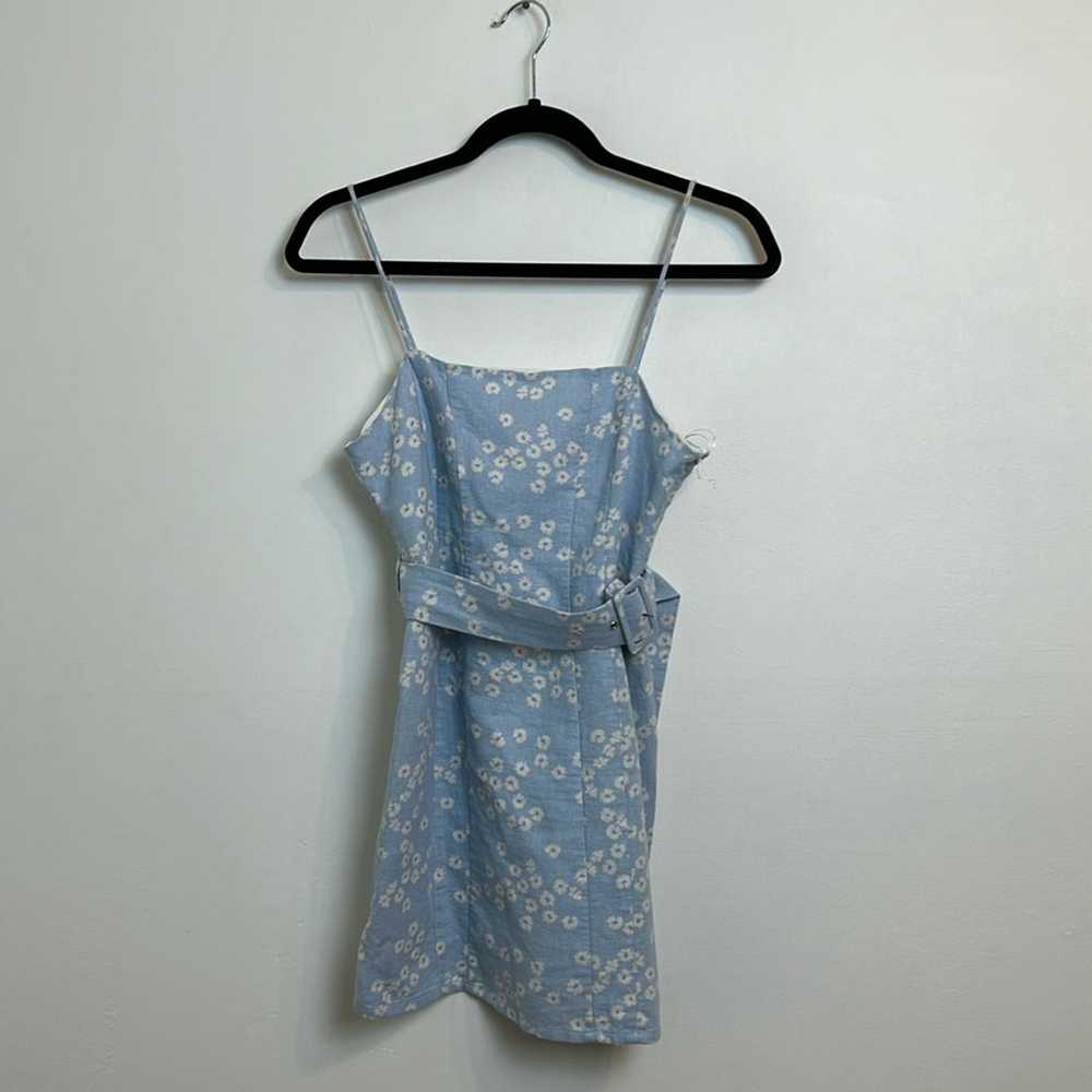 Zara Zara Blue Floral Belted Mini Dress - image 2