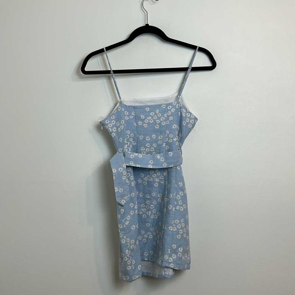 Zara Zara Blue Floral Belted Mini Dress - image 3