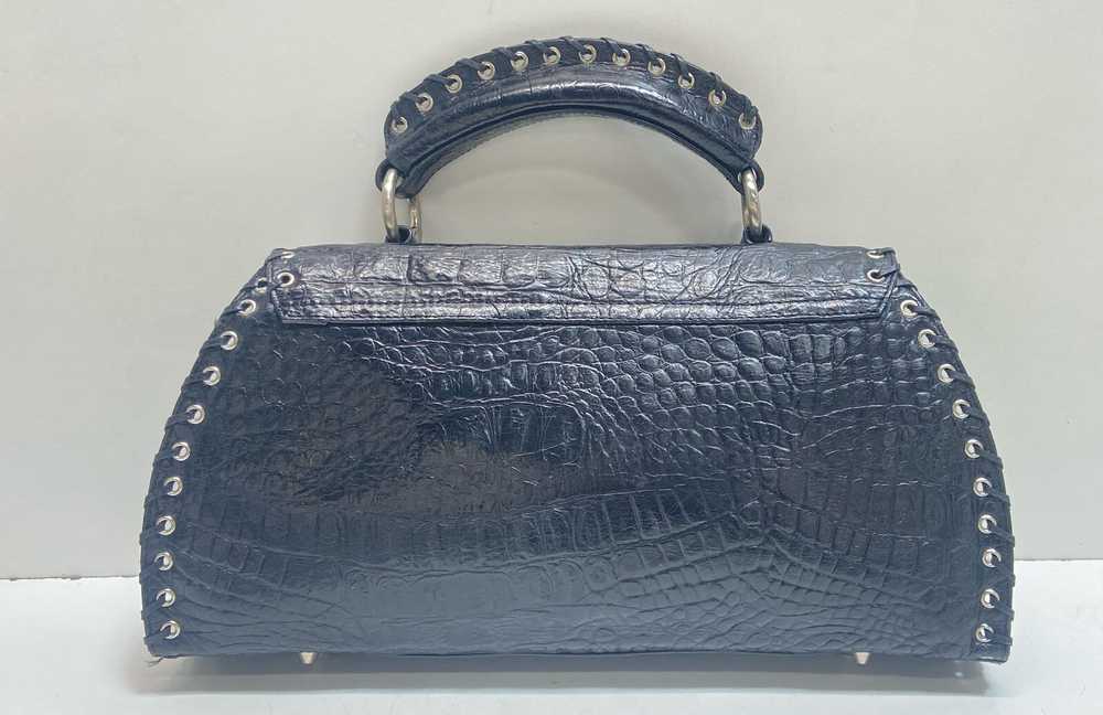 Arden B. Black Croc Embossed Leather Grommet Bag - image 2