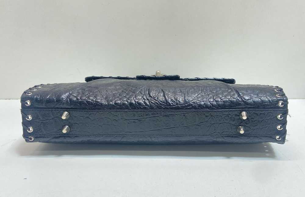 Arden B. Black Croc Embossed Leather Grommet Bag - image 3