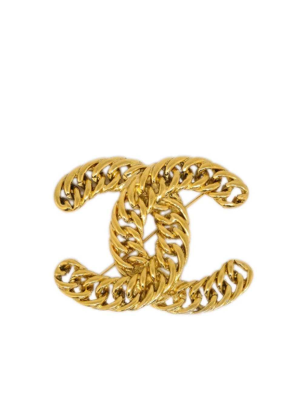 CHANEL Pre-Owned 1990-2000s CC chain brooch - Gold - image 1