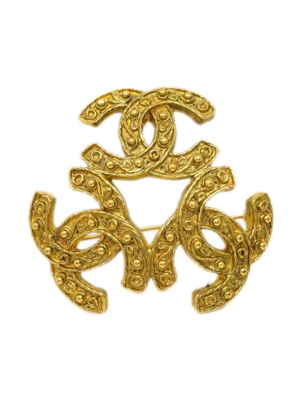 CHANEL Pre-Owned 1994 Triple CC brooch - Gold - image 1