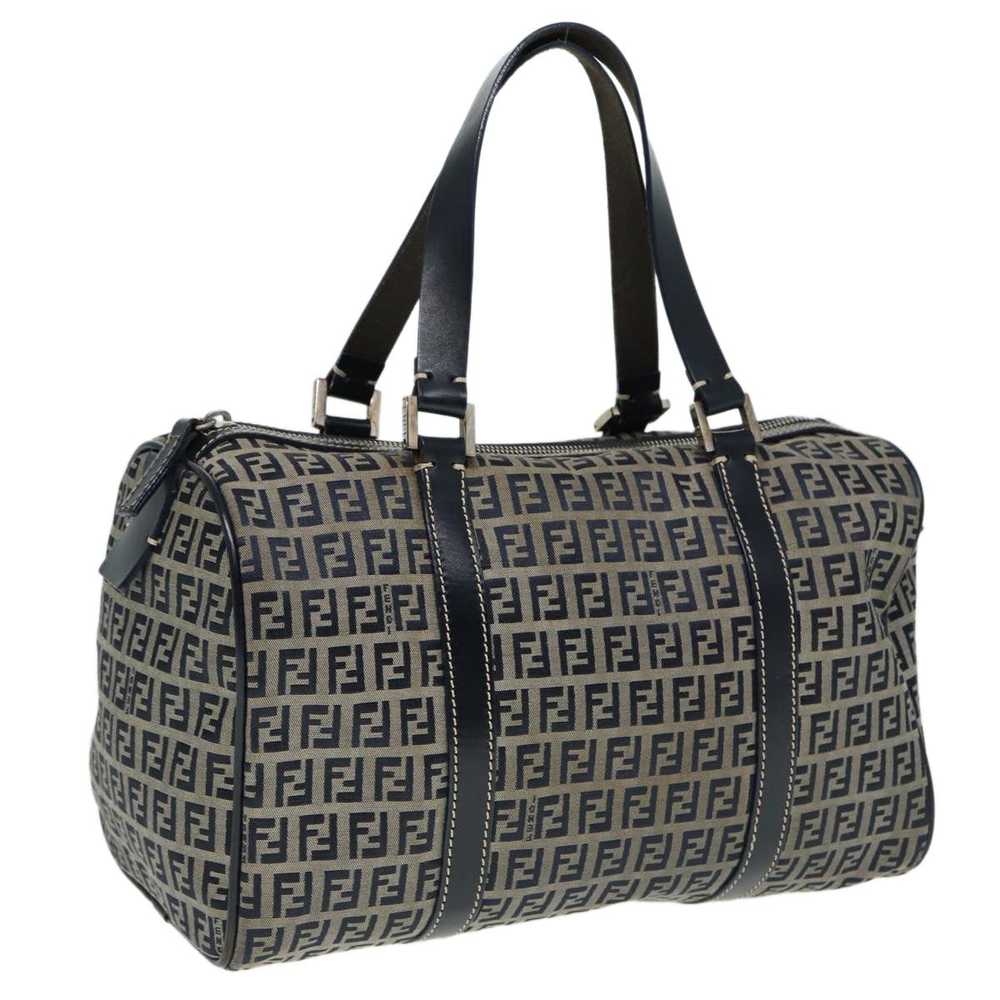 Fendi FENDI Zucchino Canvas Boston Bag Navy Auth … - image 1