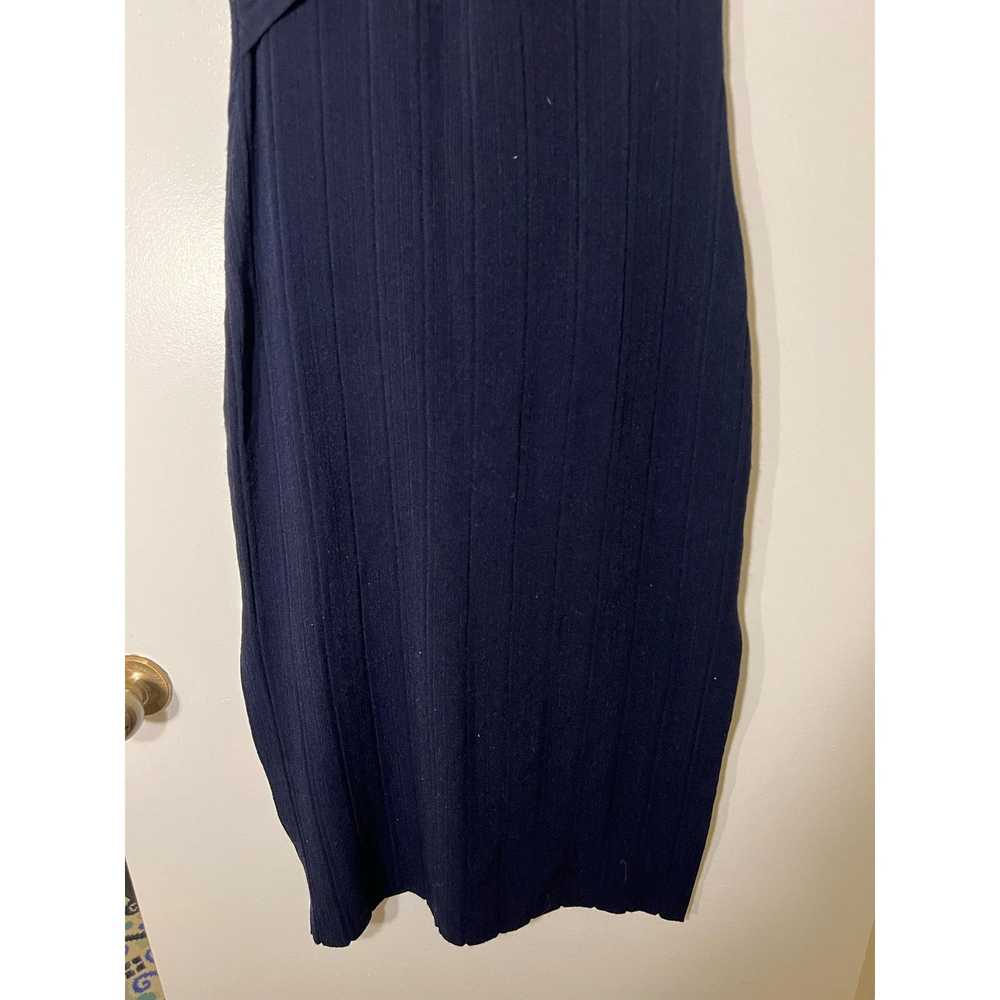 Frame Frame Twist-Front Ribbed Navy Knit MIDI Dre… - image 4