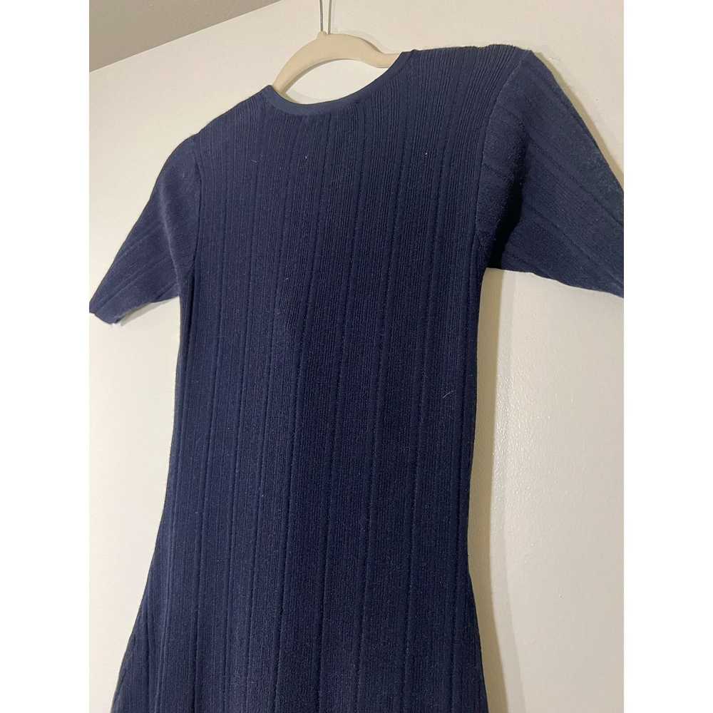 Frame Frame Twist-Front Ribbed Navy Knit MIDI Dre… - image 8