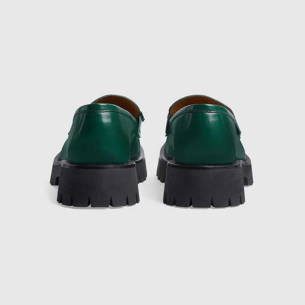 Gucci Leather Loafers with Interlocking G in green - image 3