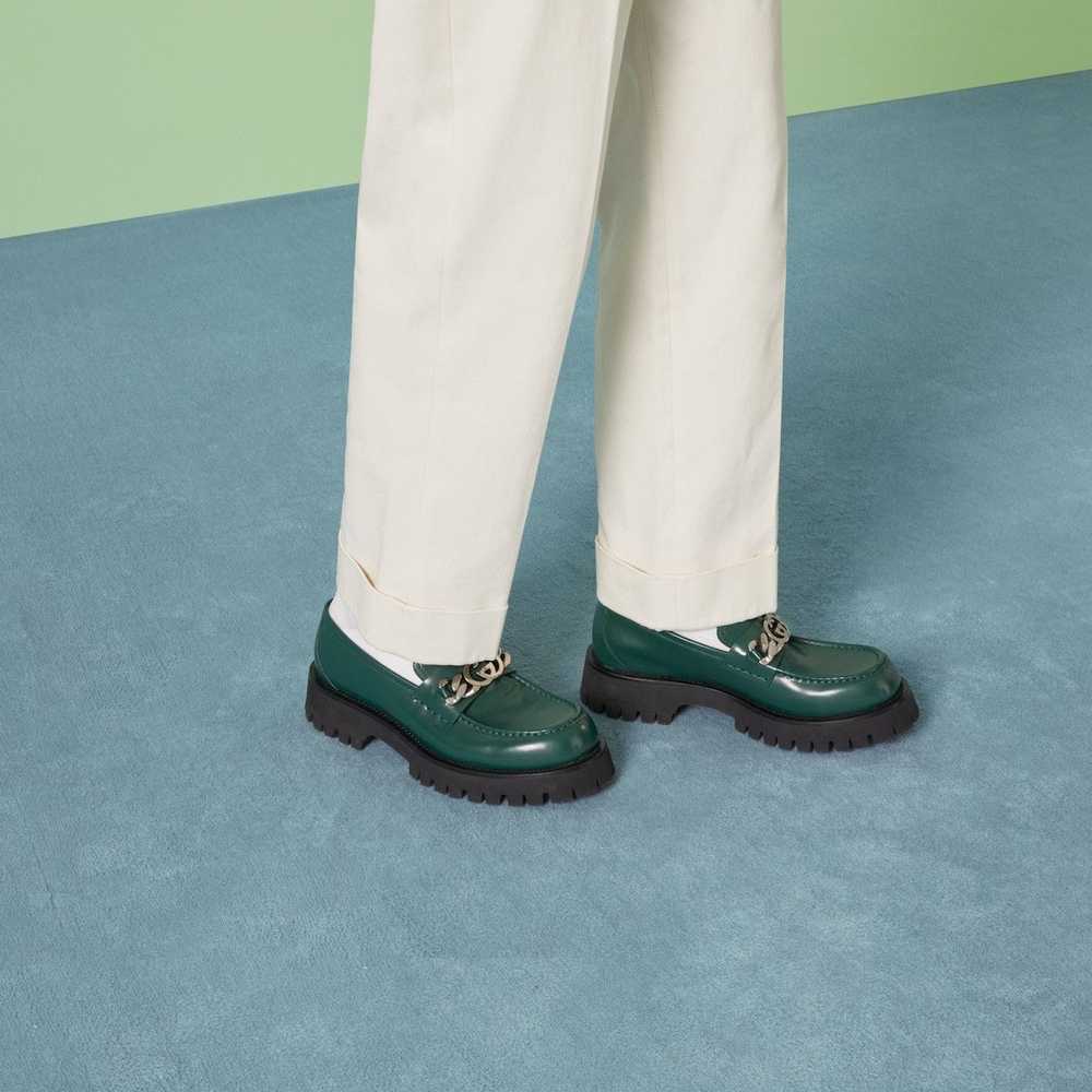 Gucci Leather Loafers with Interlocking G in green - image 5