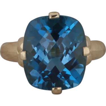 10k Yellow Gold London Blue Topaz Cushion Ring