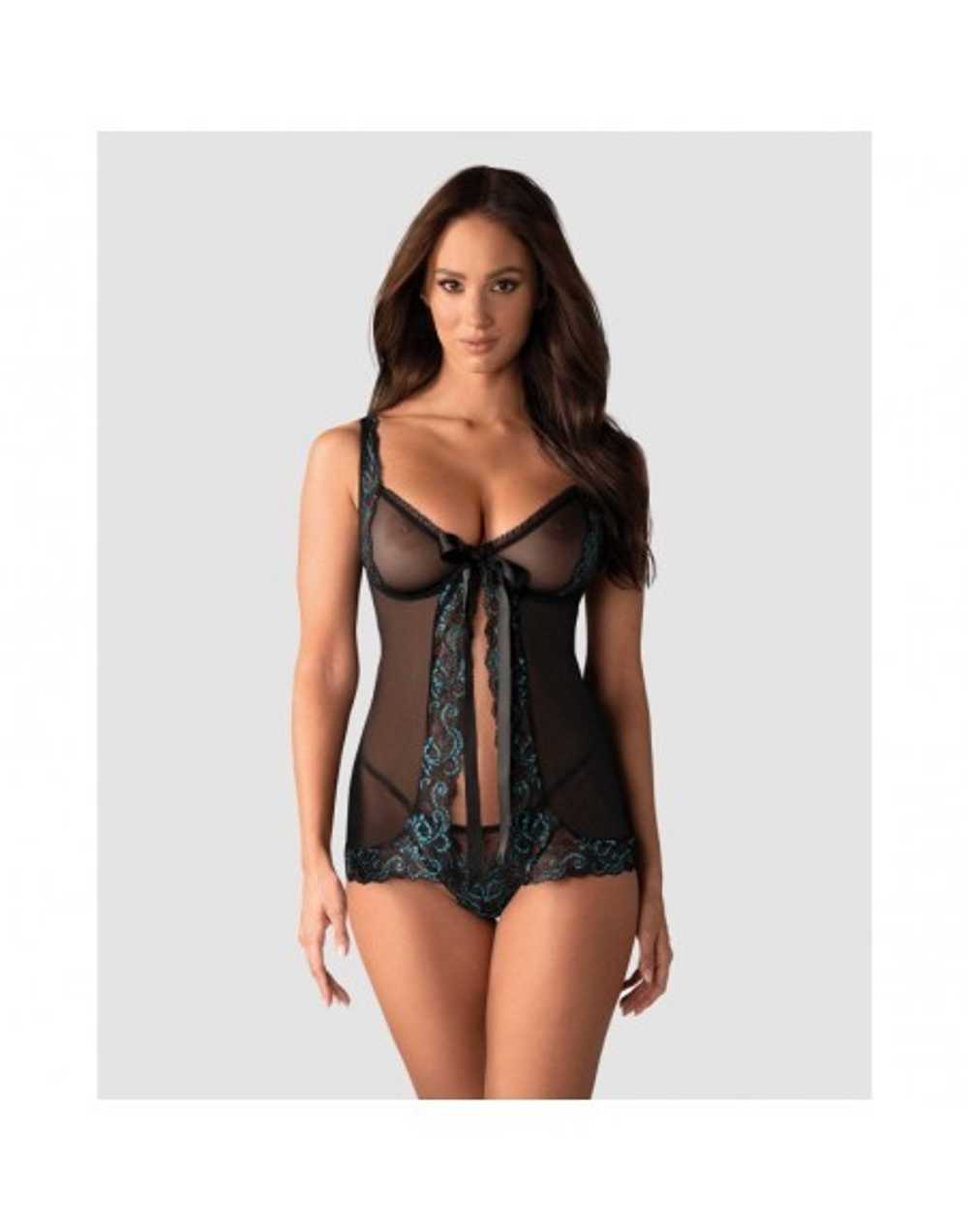 Amanta Babydoll Transparent Black And Turquoise W… - image 4