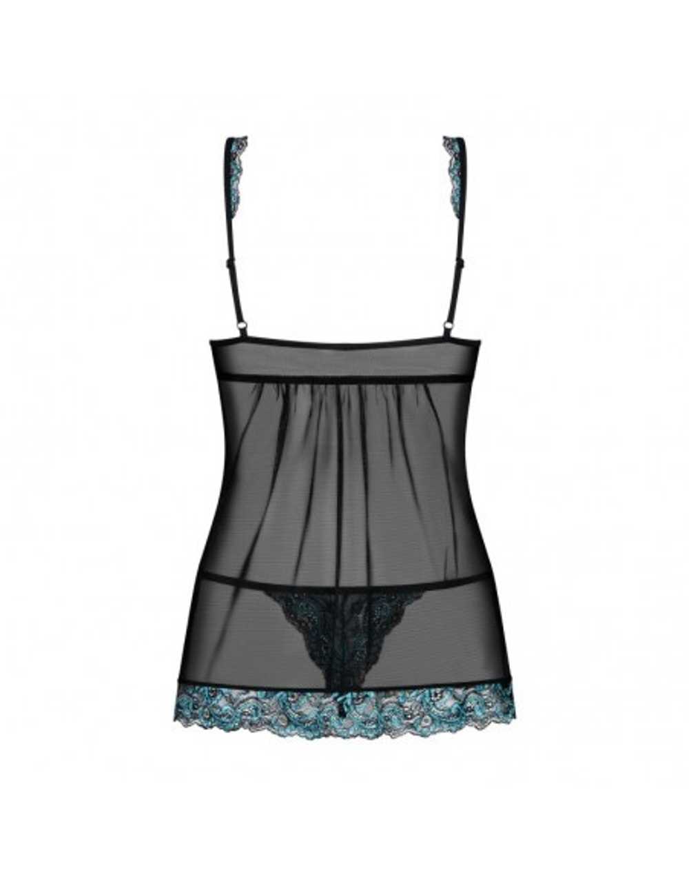 Amanta Babydoll Transparent Black And Turquoise W… - image 5