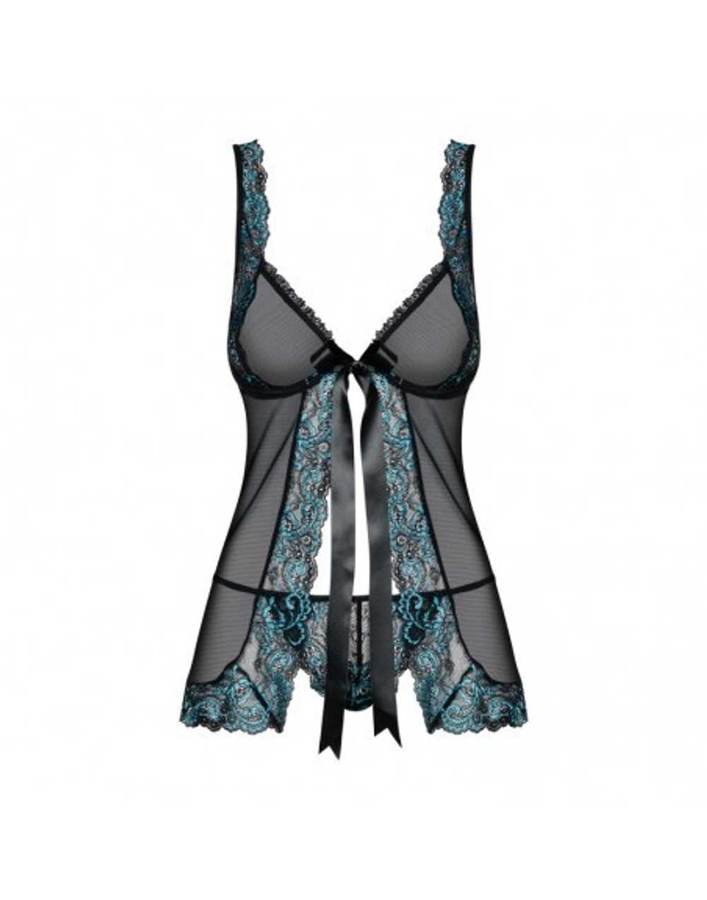 Amanta Babydoll Transparent Black And Turquoise W… - image 6