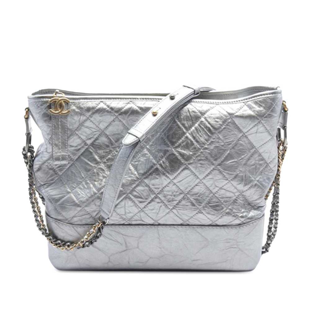 Silver Chanel Large Metallic Aged Calfskin Gabrie… - image 1