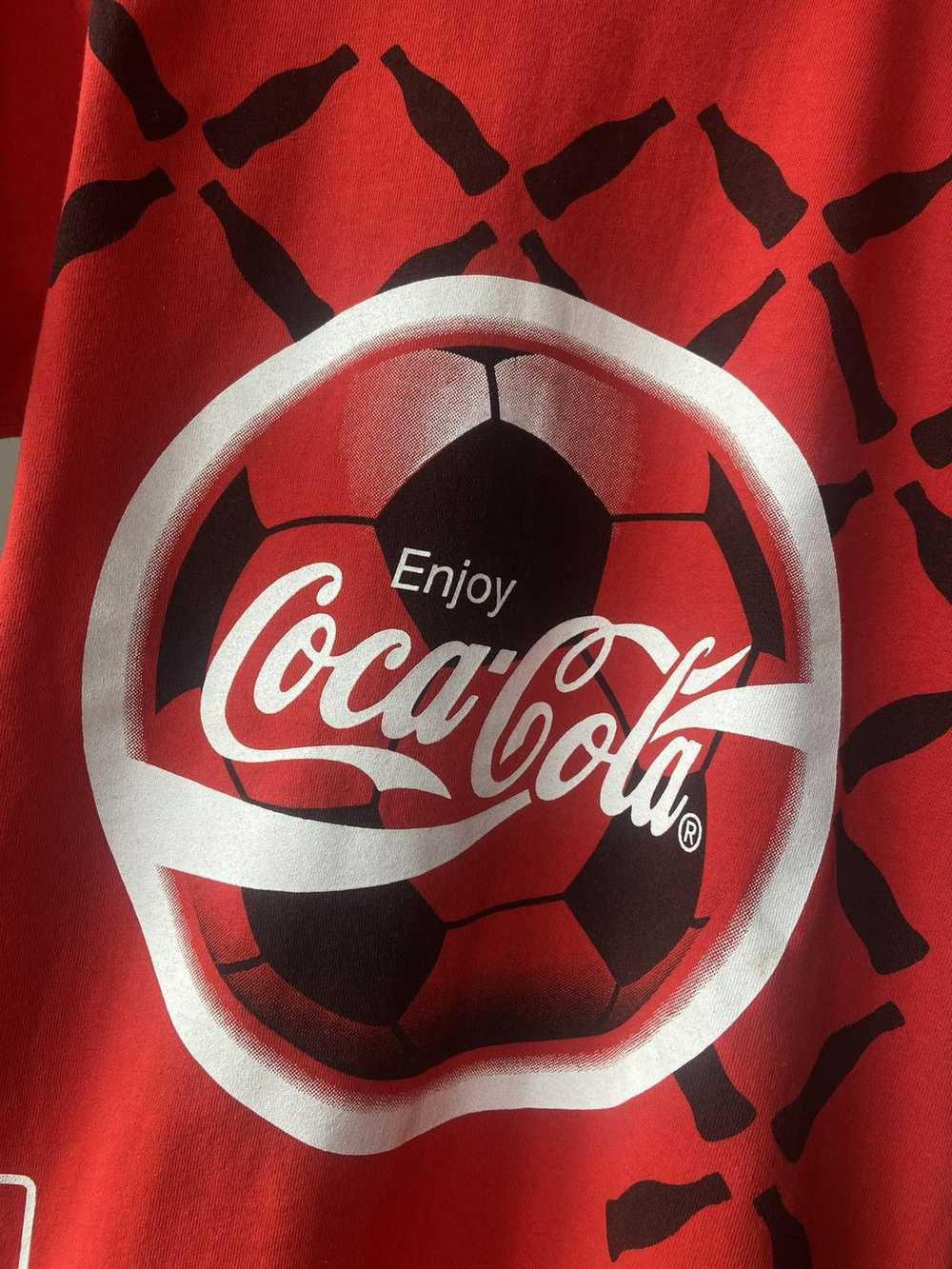 Coca Cola × Soccer Jersey × Vintage T-Shirt Coca … - image 3