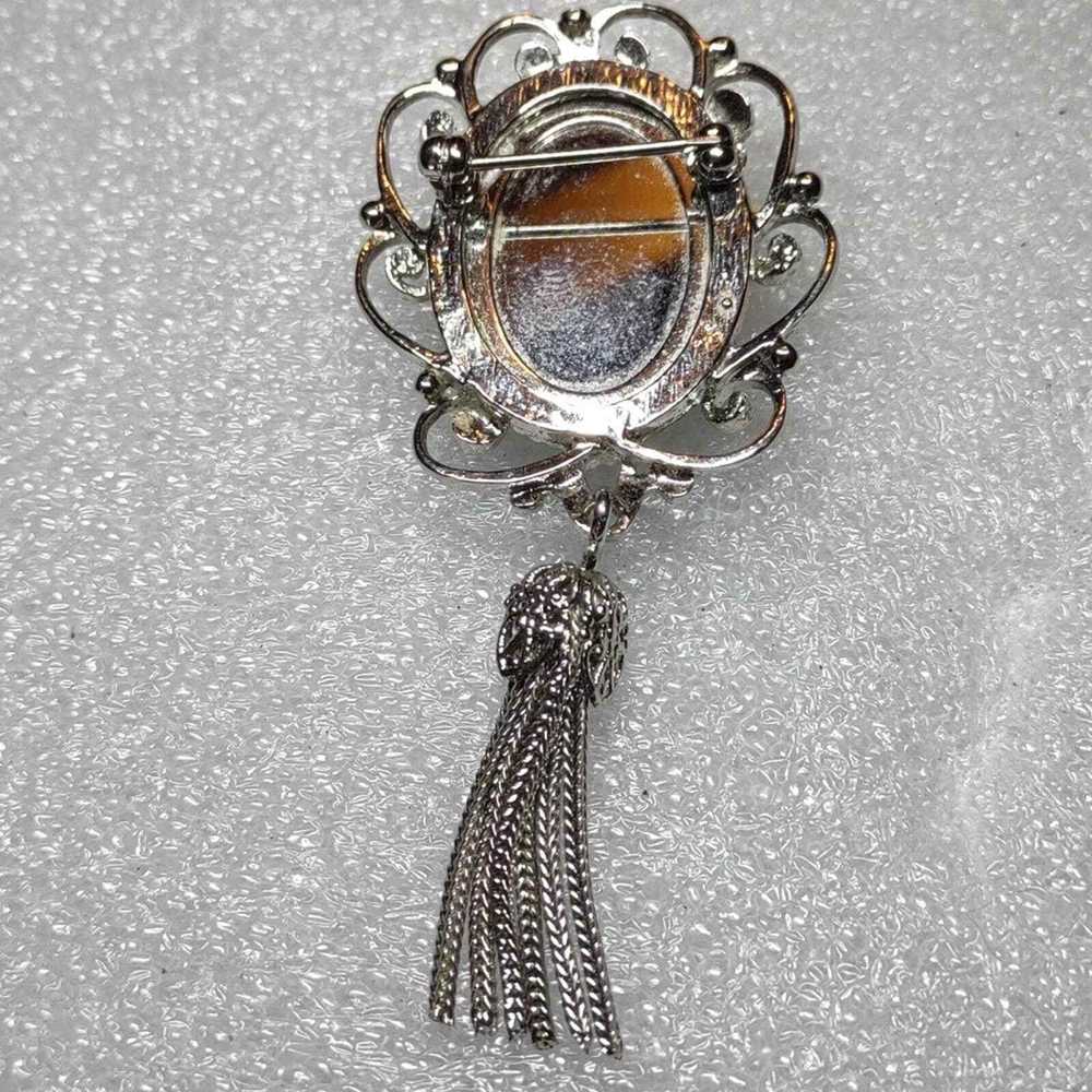 Vintage Gorgeous vintage silver tassel iridescent… - image 4