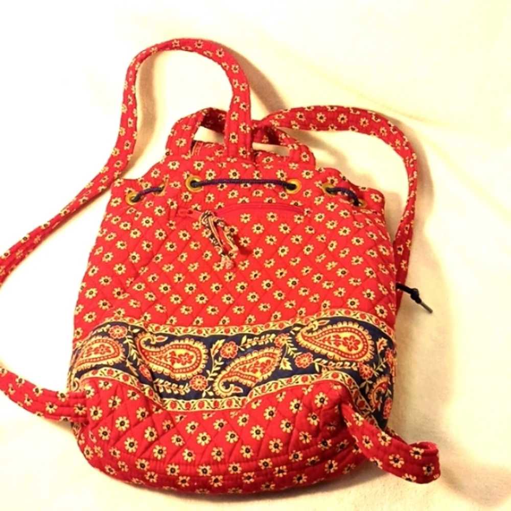 Vera Bradley Backpack VERA BRADLEY Red Blue Boho … - image 9