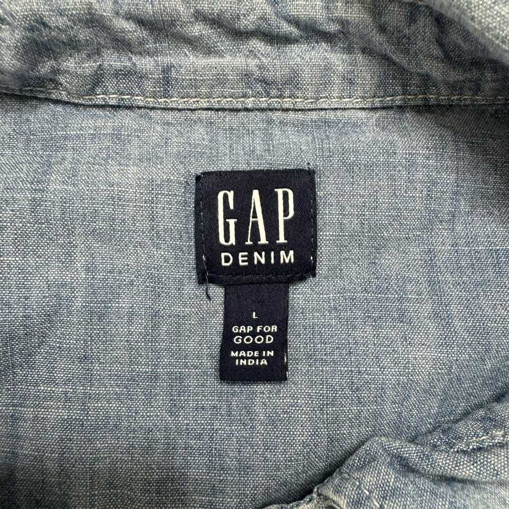 Gap GAP Fitted Boyfriend Powder Blue Denim Shirt … - image 6