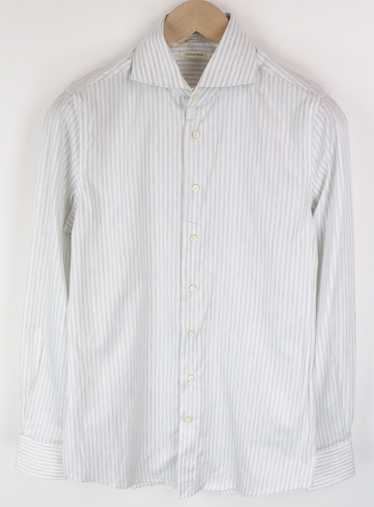 Suitsupply 38/15 Extra Slim White Grey Cotton Stri