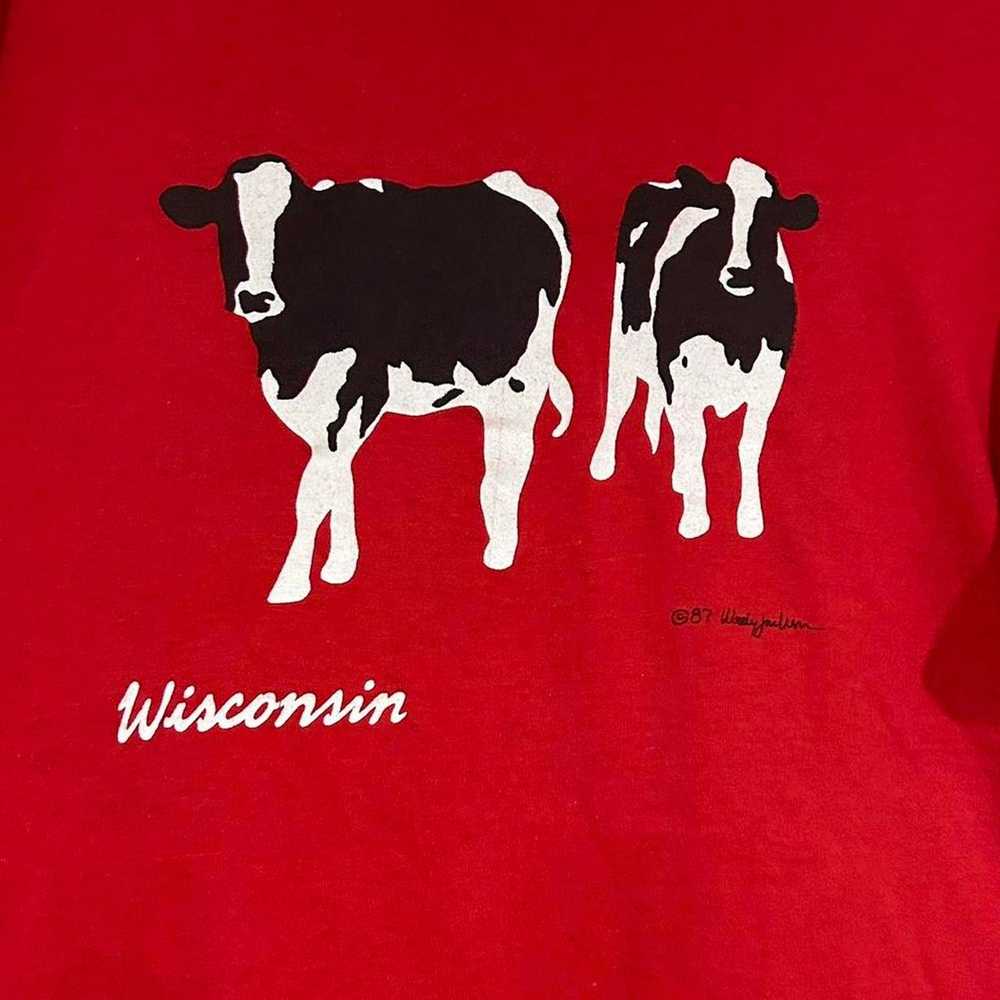 Hanes Vintage 1987 Wisconsin Cows Shirt - image 2