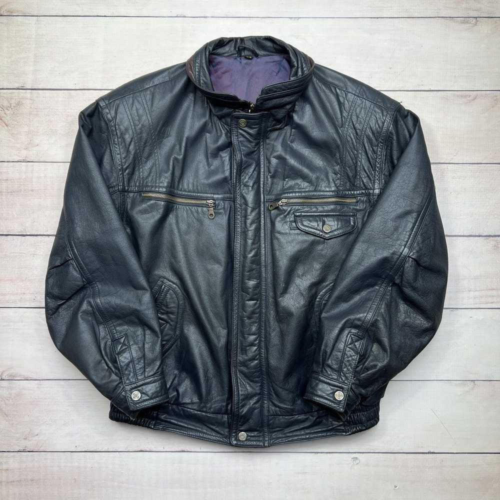 Leather × Leather Jacket × Vintage Vintage Black … - image 5