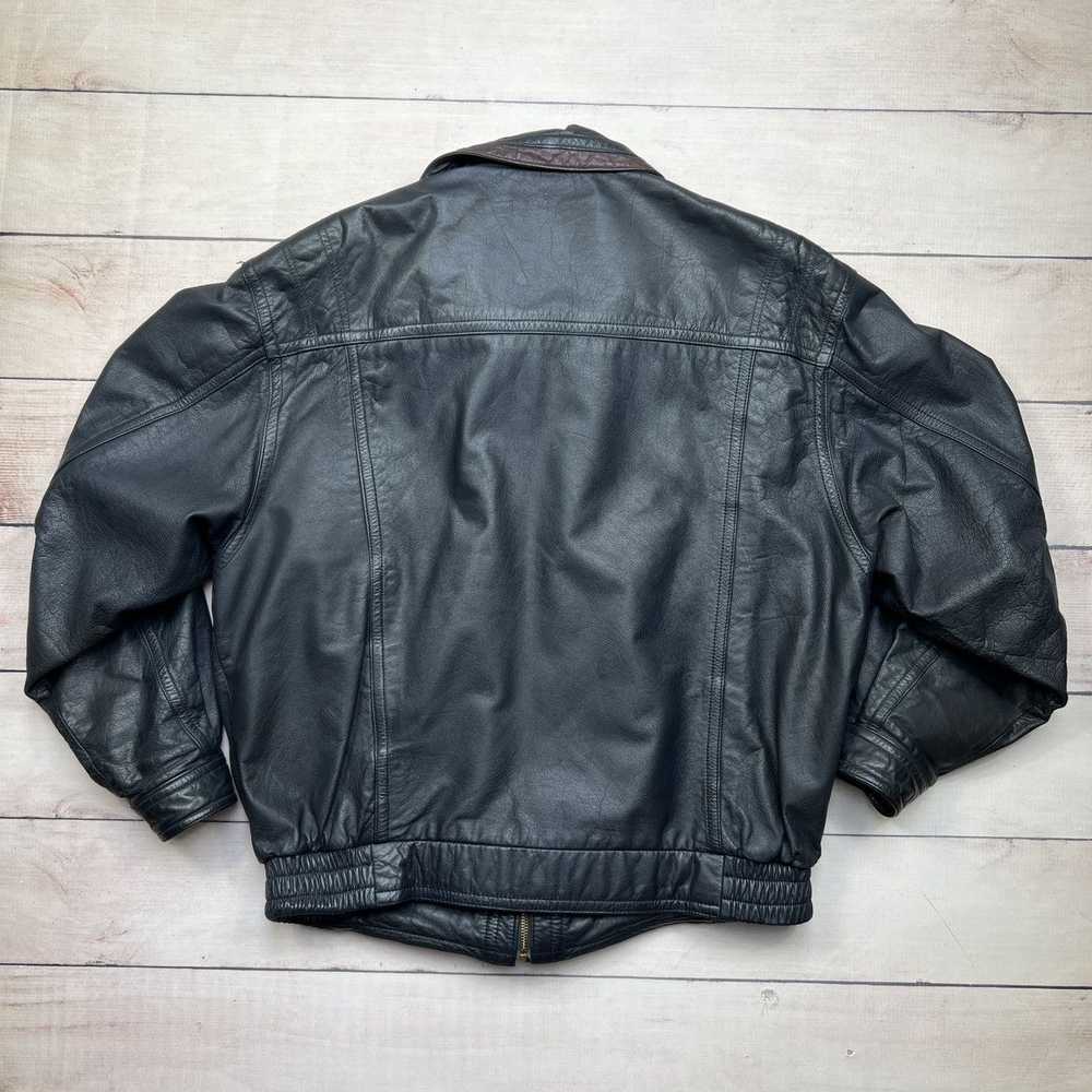 Leather × Leather Jacket × Vintage Vintage Black … - image 8