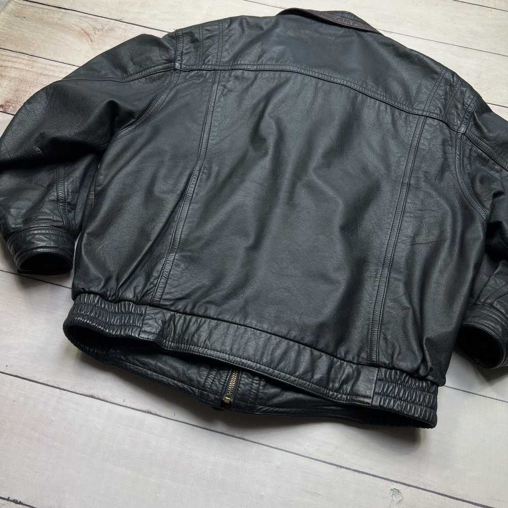 Leather × Leather Jacket × Vintage Vintage Black … - image 9