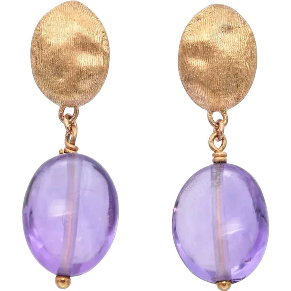 Marco Bicego 18K Yellow Gold Amethyst Drop Earrin… - image 1