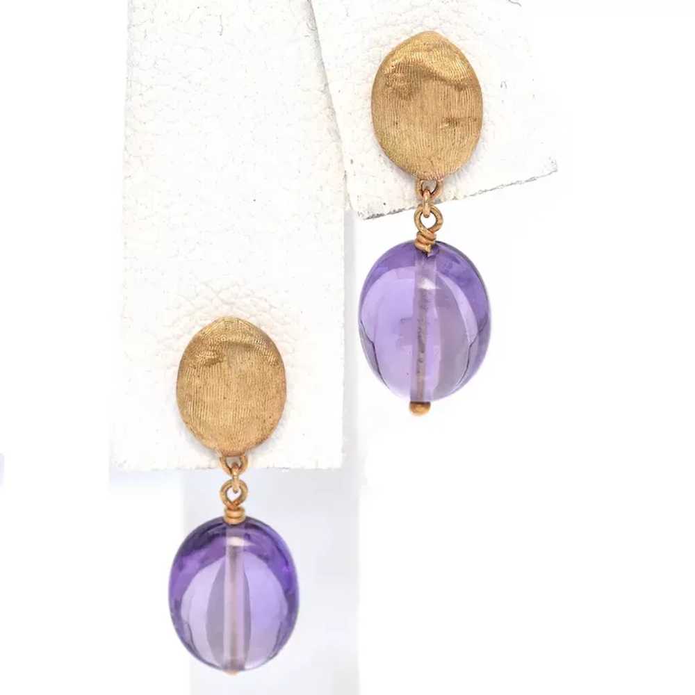 Marco Bicego 18K Yellow Gold Amethyst Drop Earrin… - image 3