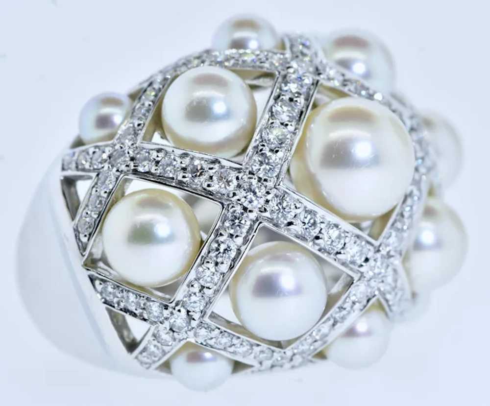 Chanel Matelasse Diamond & Pearl 18K Wide Bangle … - image 12