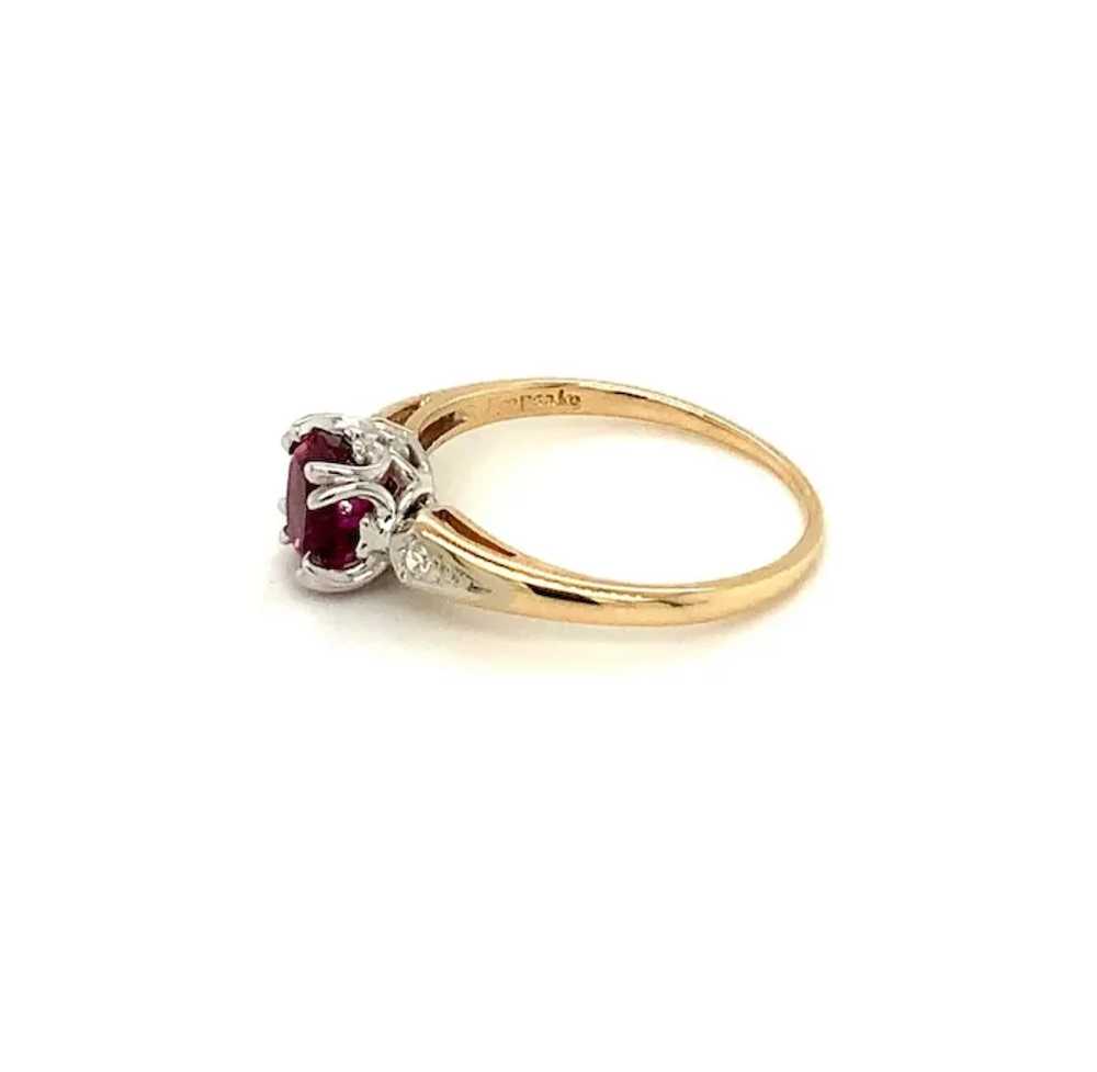 Circa 1940, Ruby and Diamond Three Stone Ring, 14… - image 2