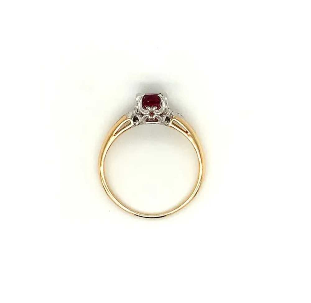 Circa 1940, Ruby and Diamond Three Stone Ring, 14… - image 3