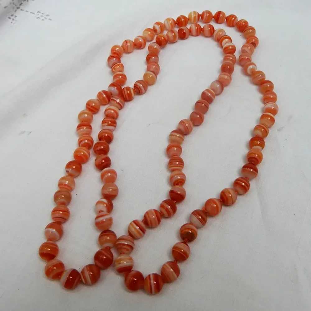 Vintage Exquisitely Banded Red Agate Necklace - image 4