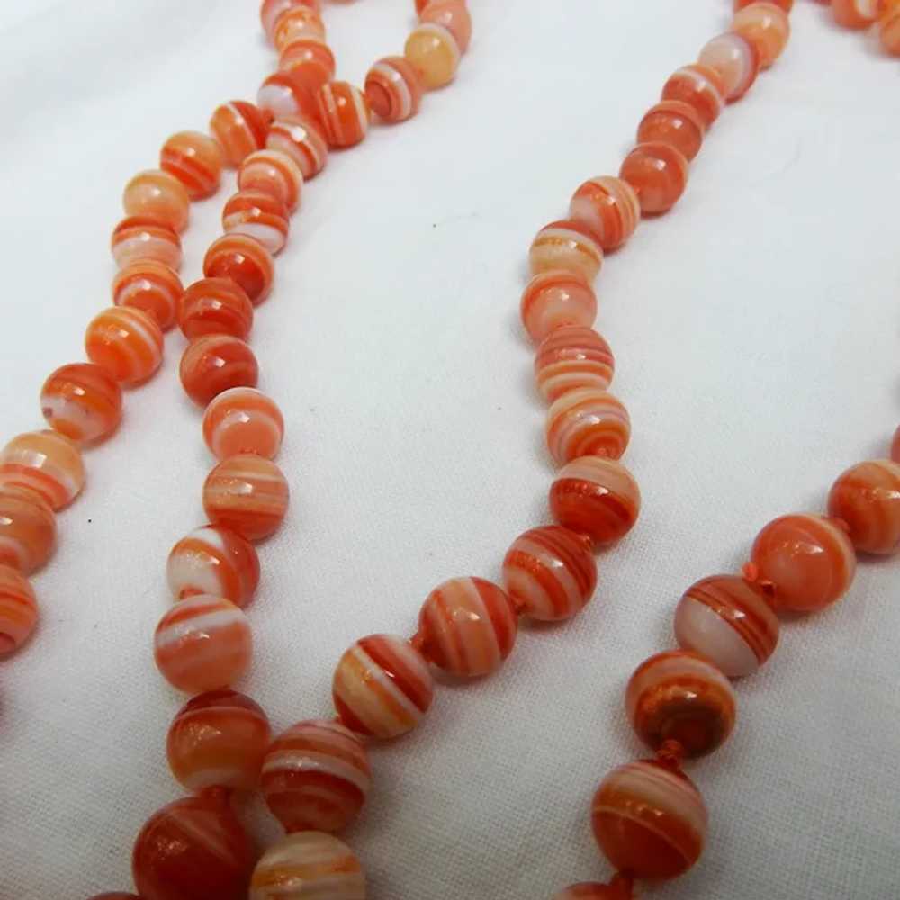 Vintage Exquisitely Banded Red Agate Necklace - image 5