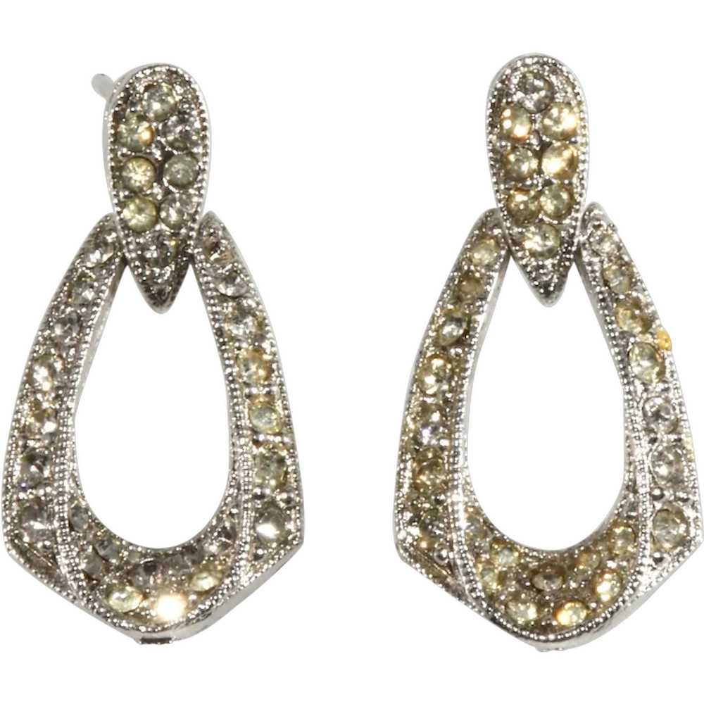 Napier Clear Rhinestone Door Knocker Drop Earring… - image 1