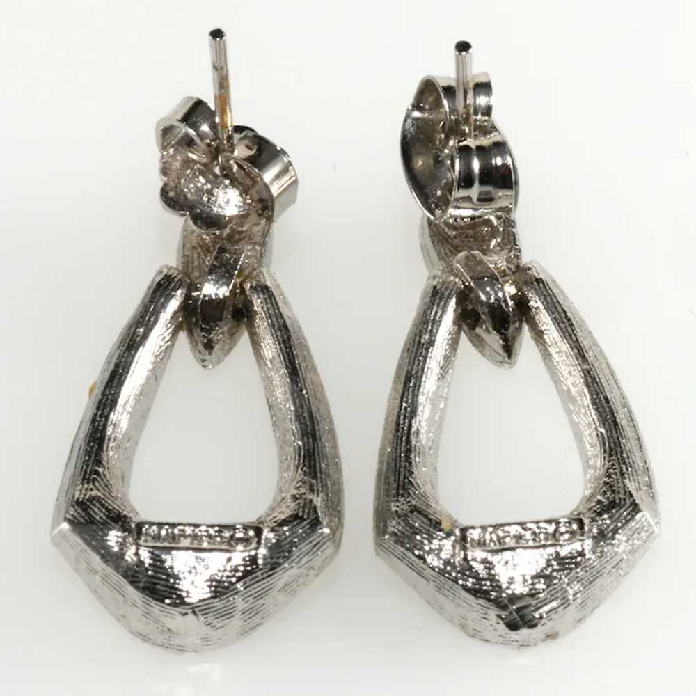 Napier Clear Rhinestone Door Knocker Drop Earring… - image 2