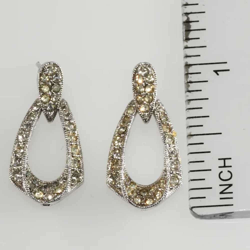 Napier Clear Rhinestone Door Knocker Drop Earring… - image 3