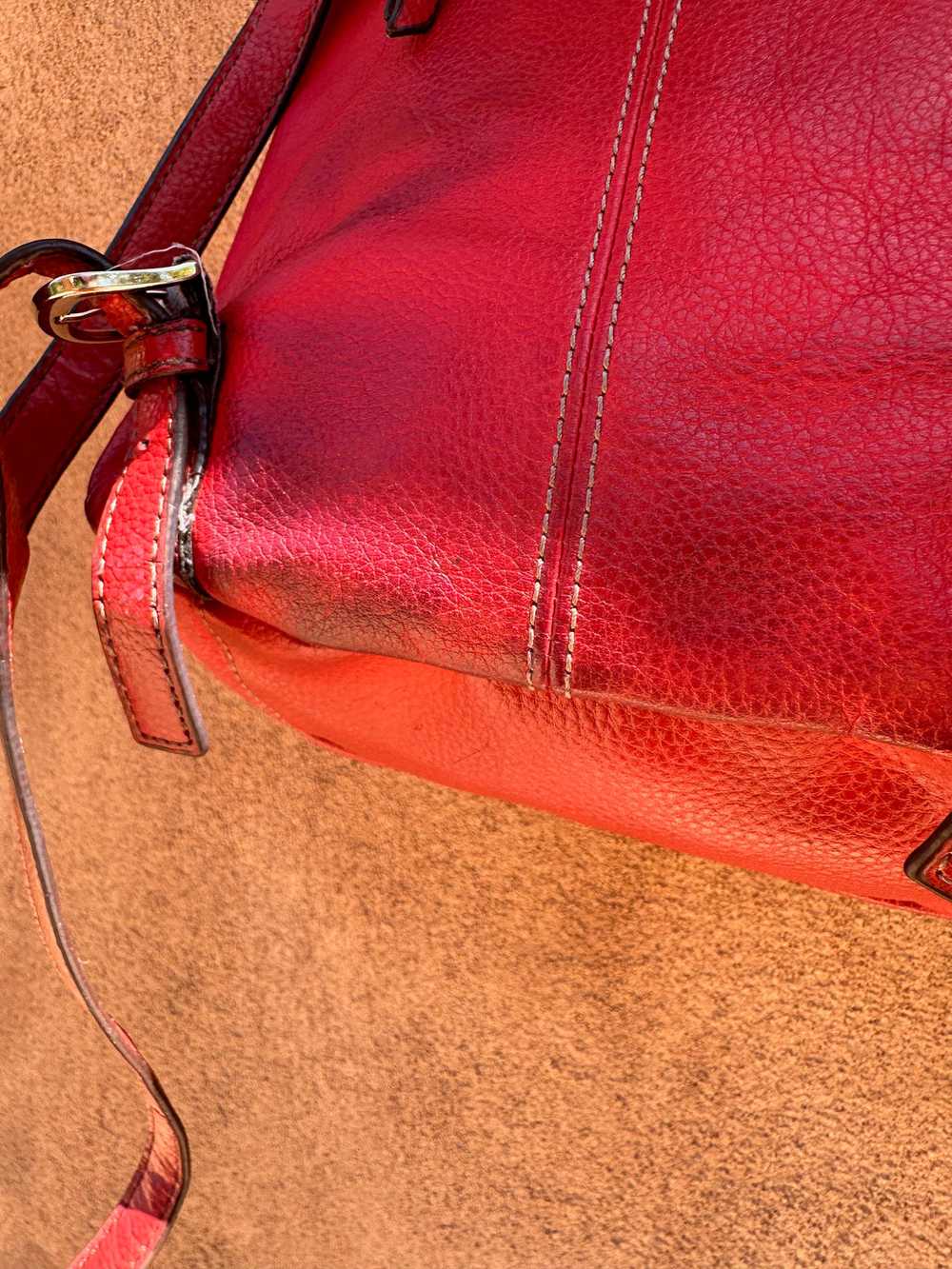 Red Tignanello Leather Backpack Purse - image 5