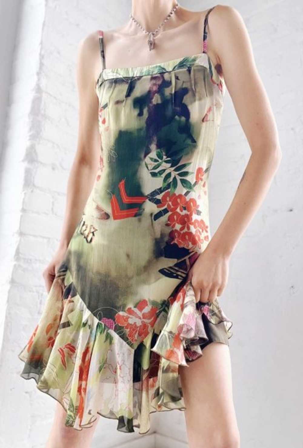 John Galliano silk chiffon mini dress - image 2