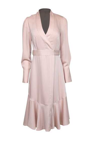 BCBG Max Azria - Pink Long Sleeve Wrap Midi Dress 