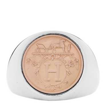 HERMES Sterling Silver 18K Rose Gold PM Ex-Libris… - image 1